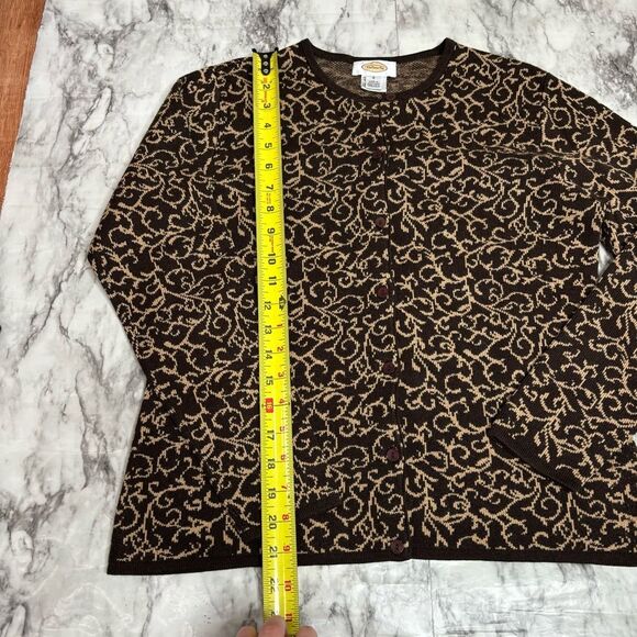 Vintage Talbots Silk Cashmere Blend Button Down Cardigan Sweater Small Brown Tan - Picture 6 of 7